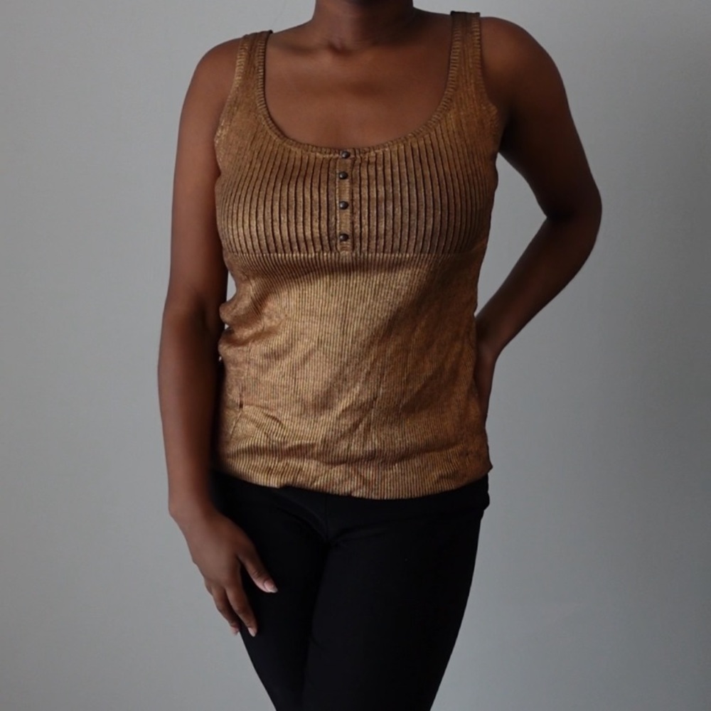 Dana Buchman Metallic Gold Tank Top